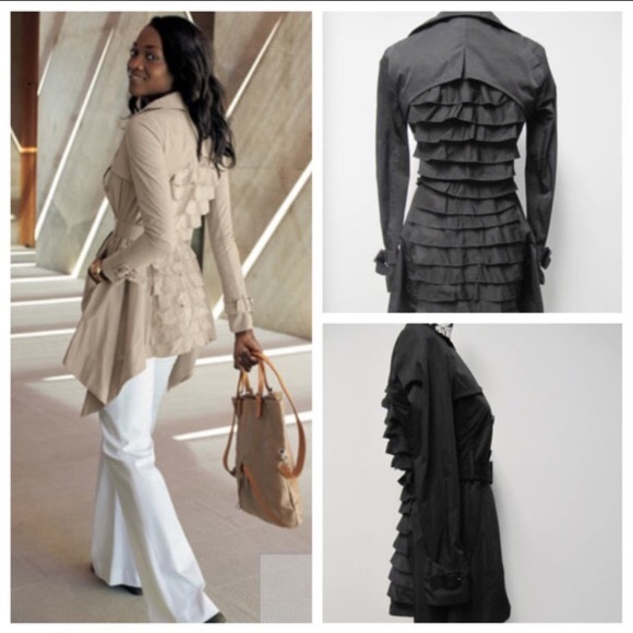 BCBGMaxAzira ruffled trench coat - Grey - Picture 2 of 9